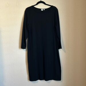 EUC Gap 3/4 Sleeve Boatneck Jersey Shift Dress Black Size XL Tall
